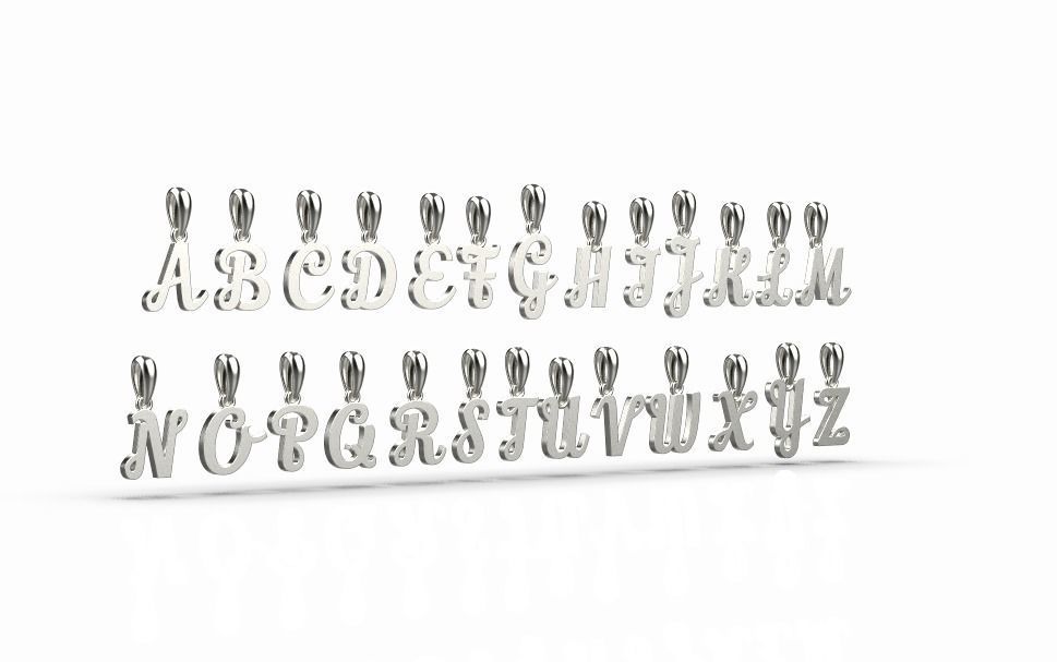 Pendant with 26 alphabet letters 3dm model 3D print model_8