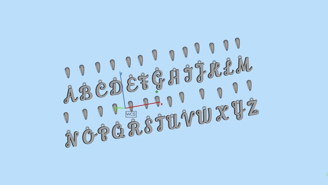 Pendant with 26 alphabet letters 3dm model 3D print model_20