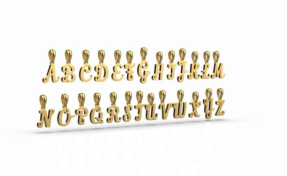 Pendant with 26 alphabet letters 3dm model 3D print model_4