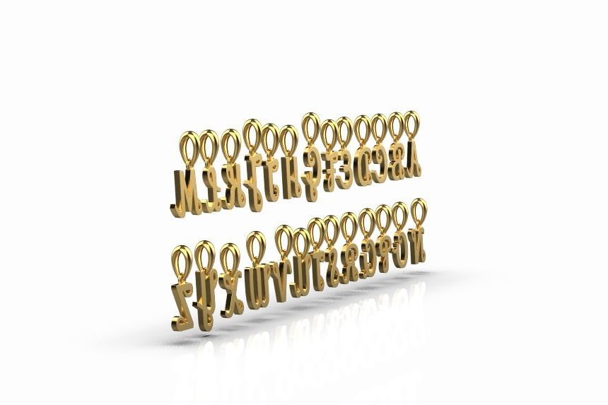 Pendant with 26 alphabet letters 3dm model 3D print model_6