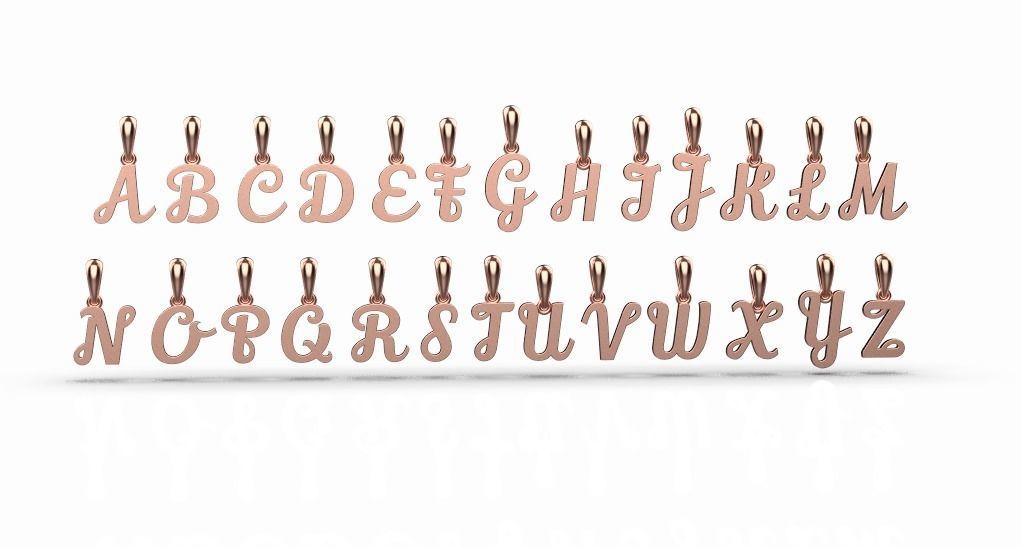 Pendant with 26 alphabet letters 3dm model 3D print model_11