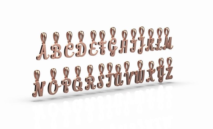 Pendant with 26 alphabet letters 3dm model 3D print model_12