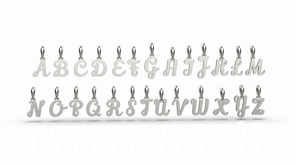 Pendant with 26 alphabet letters 3dm model 3D print model_7