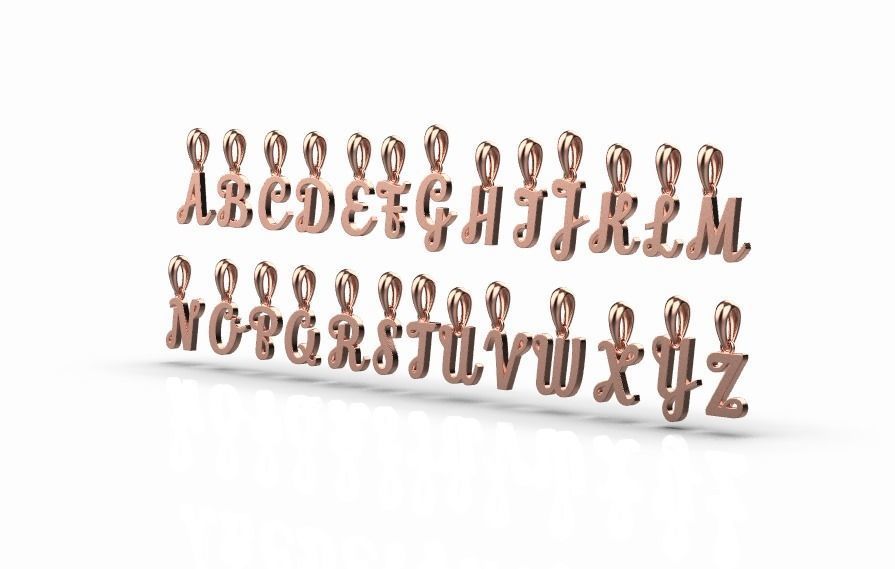 Pendant with 26 alphabet letters 3dm model 3D print model_13