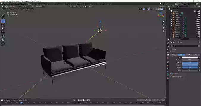 Realistic Dark Couch