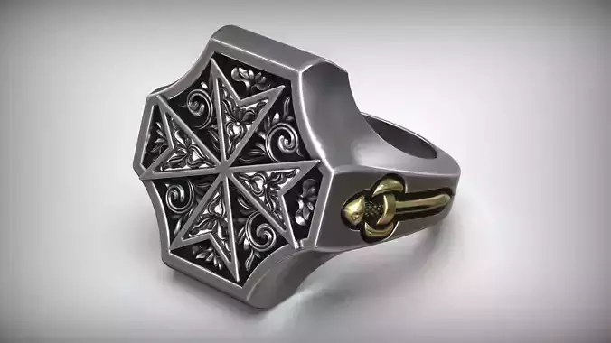 Maltese Cross Sword Signet Ring 3D print model