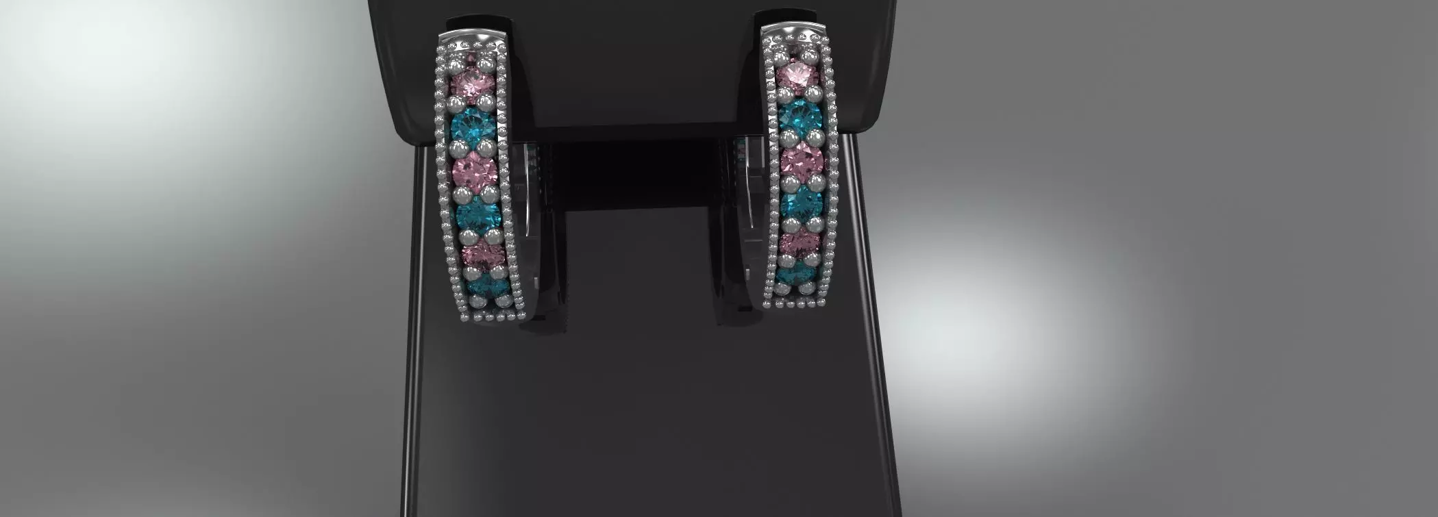 Hinged Ladies Earrings Bead and Bright Cut Diamond Gold Jewelry 3D print model