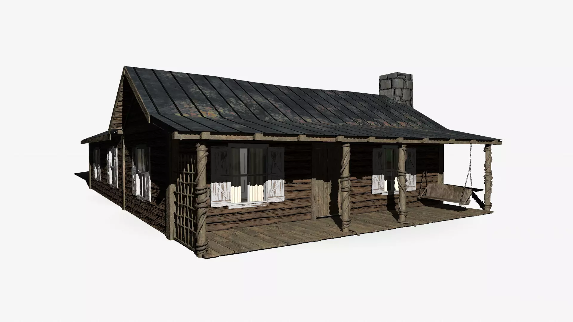 Abandoned Cabin Low-poly 3D model_0