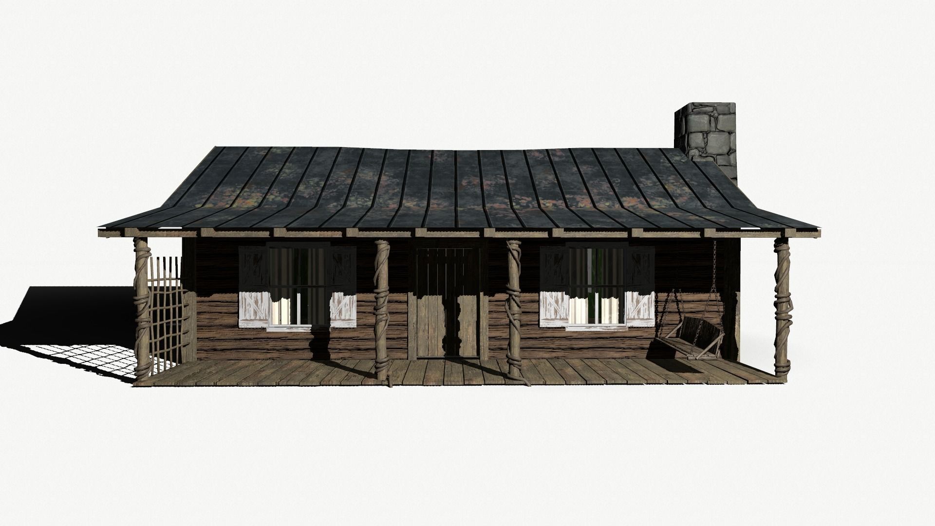 Abandoned Cabin Low-poly 3D model_4