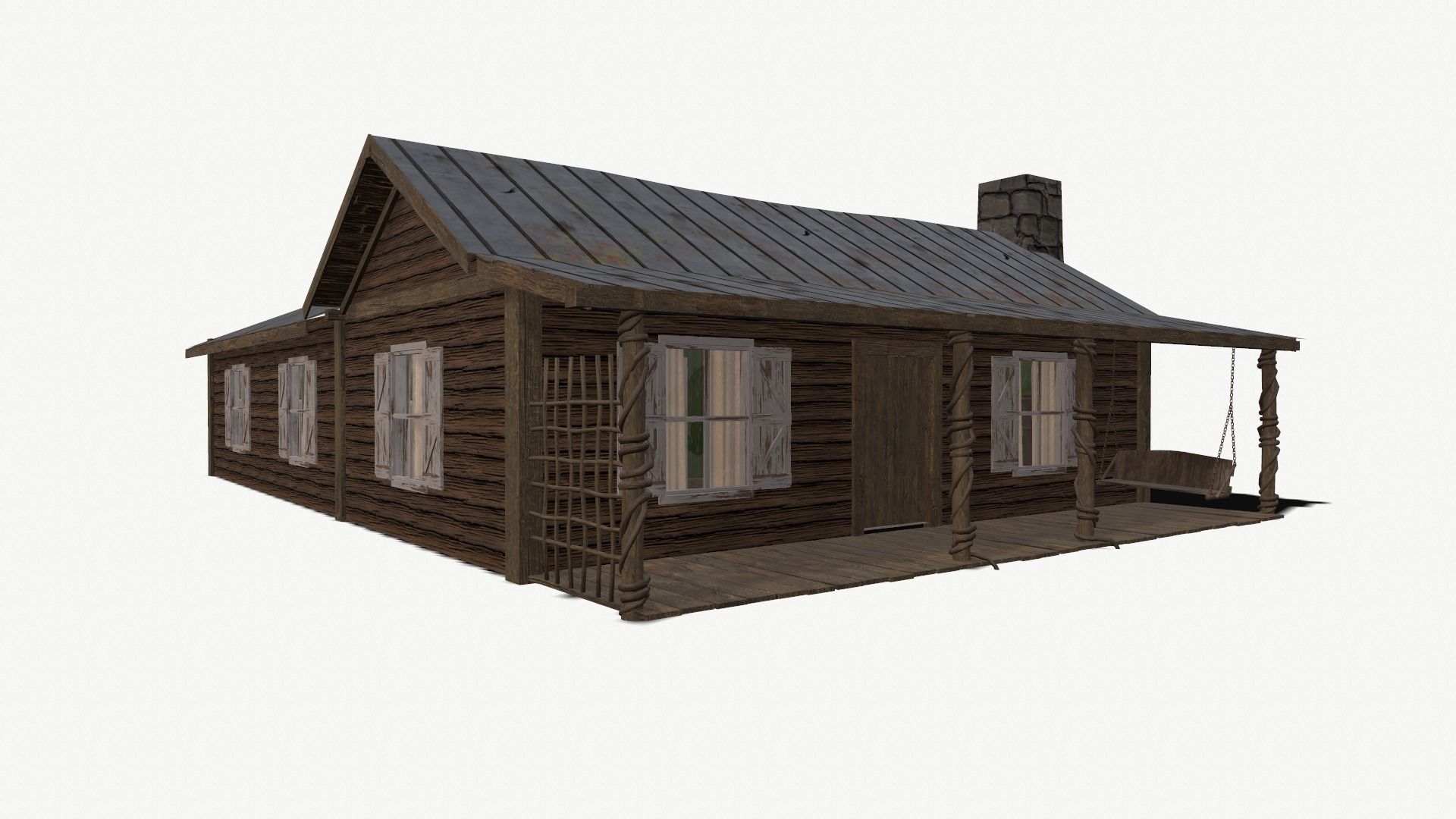Abandoned Cabin Low-poly 3D model_7