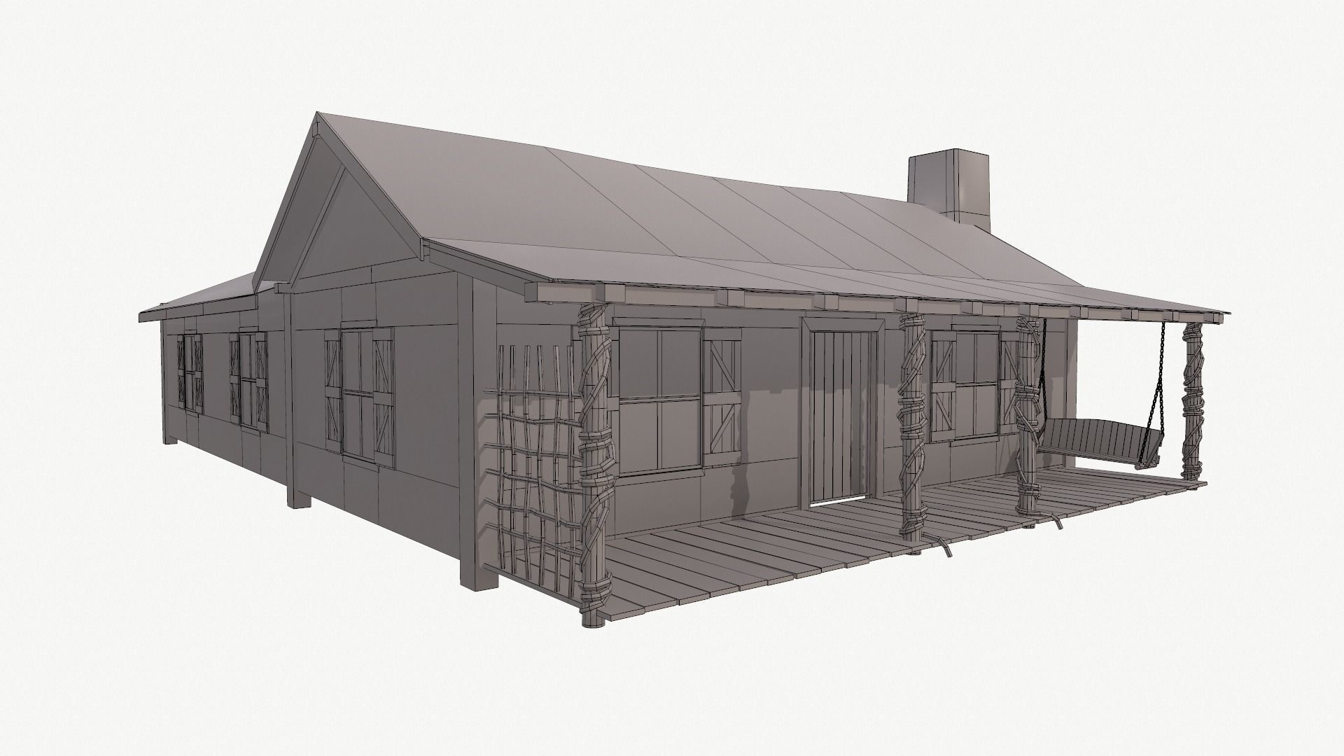 Abandoned Cabin Low-poly 3D model_12