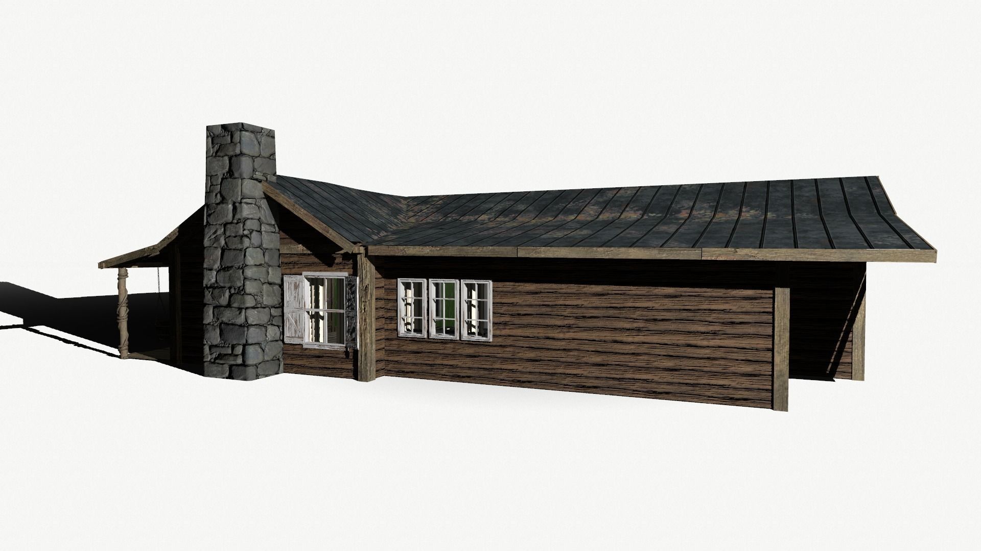 Abandoned Cabin Low-poly 3D model_3