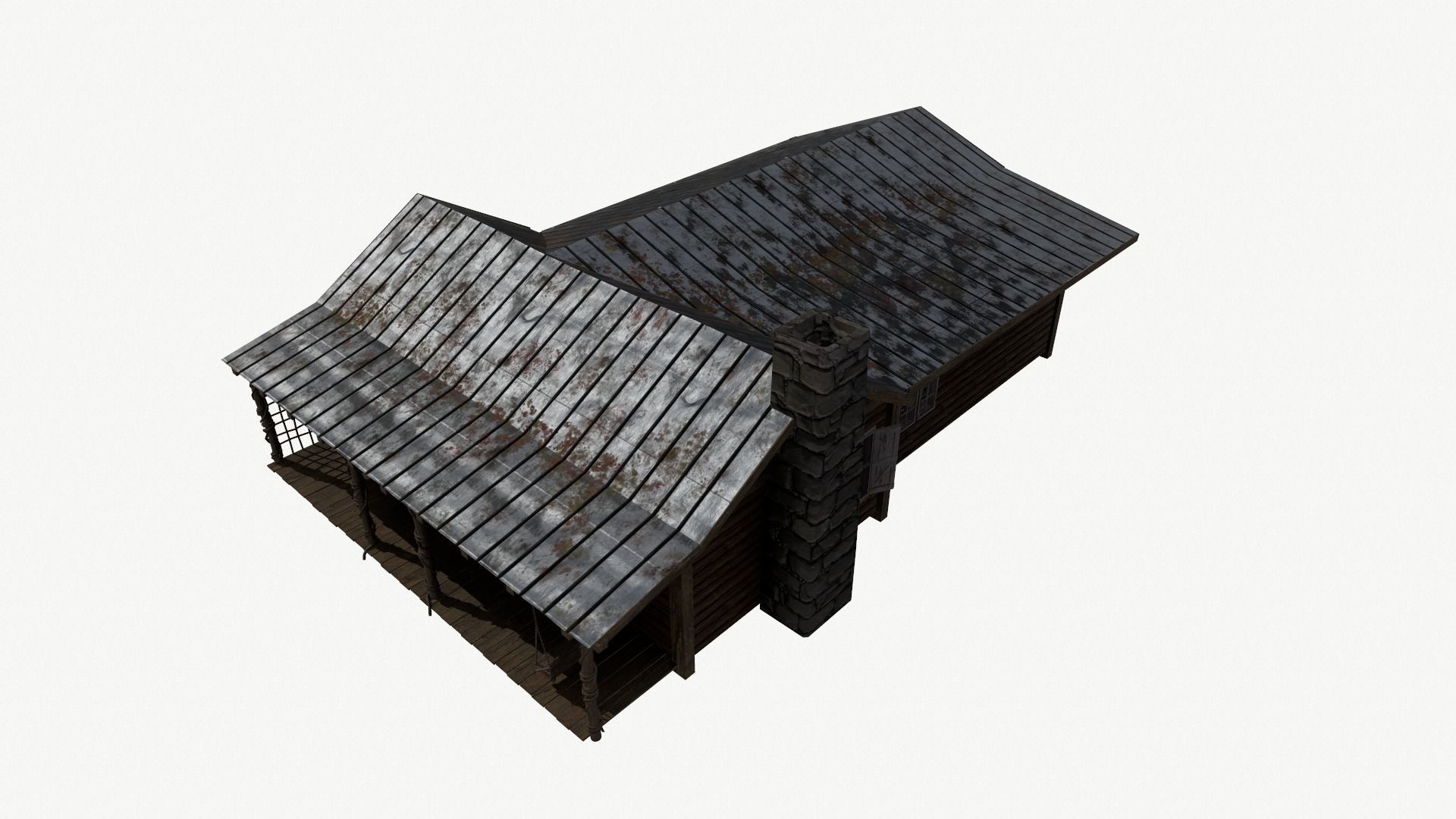 Abandoned Cabin Low-poly 3D model_8