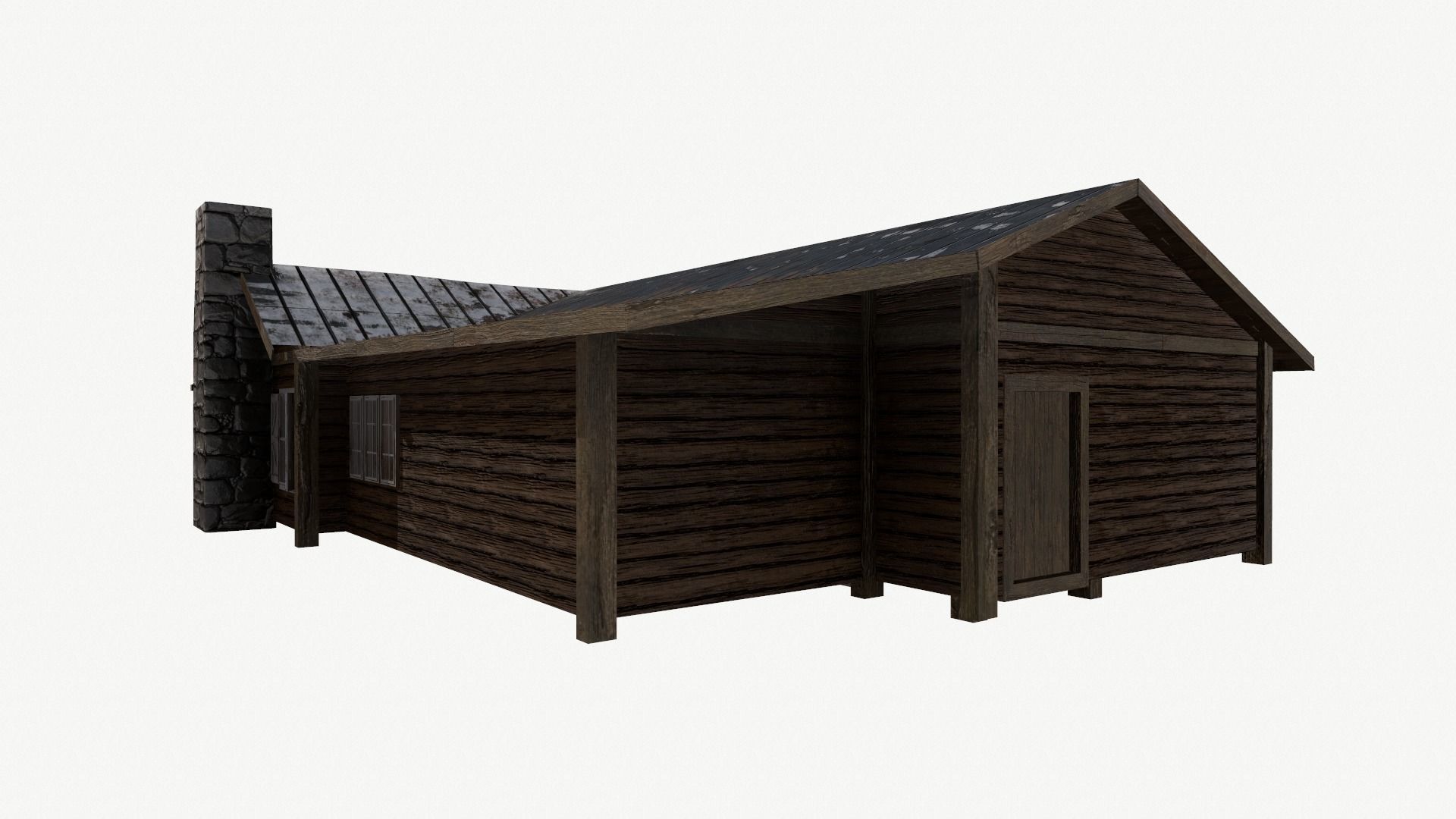 Abandoned Cabin Low-poly 3D model_11