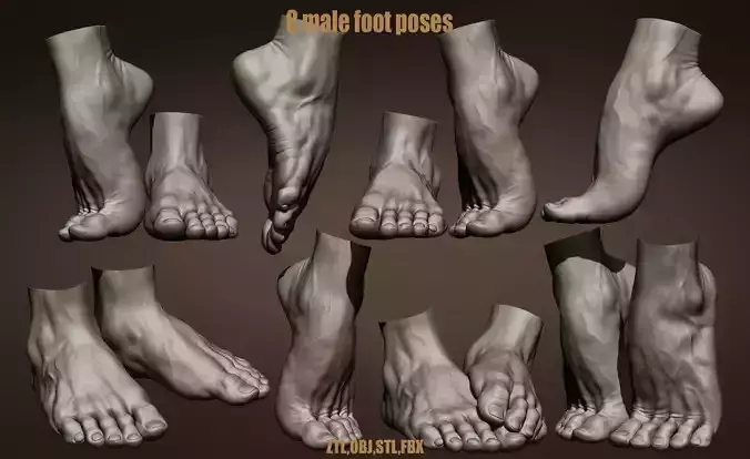 Male foot poses  3D model
