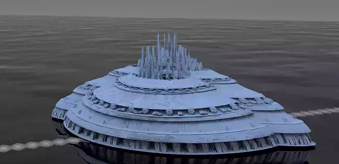 Sci fi City Dome floating island 3