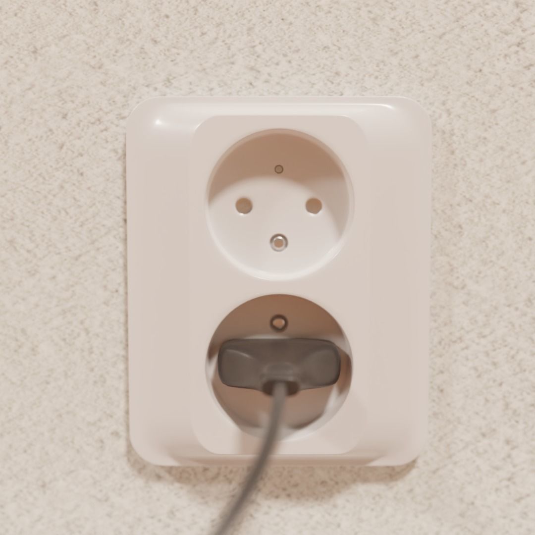 Electrical socket Low-poly 3D model_5