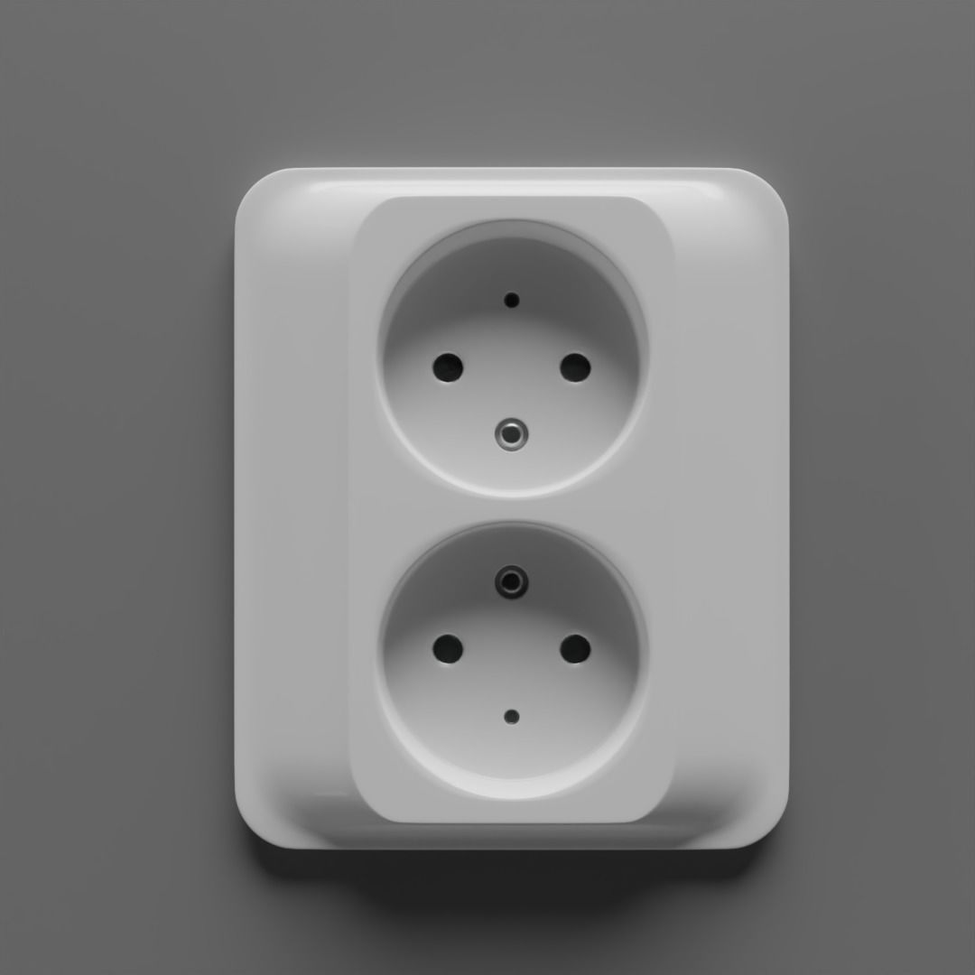Electrical socket Low-poly 3D model_2