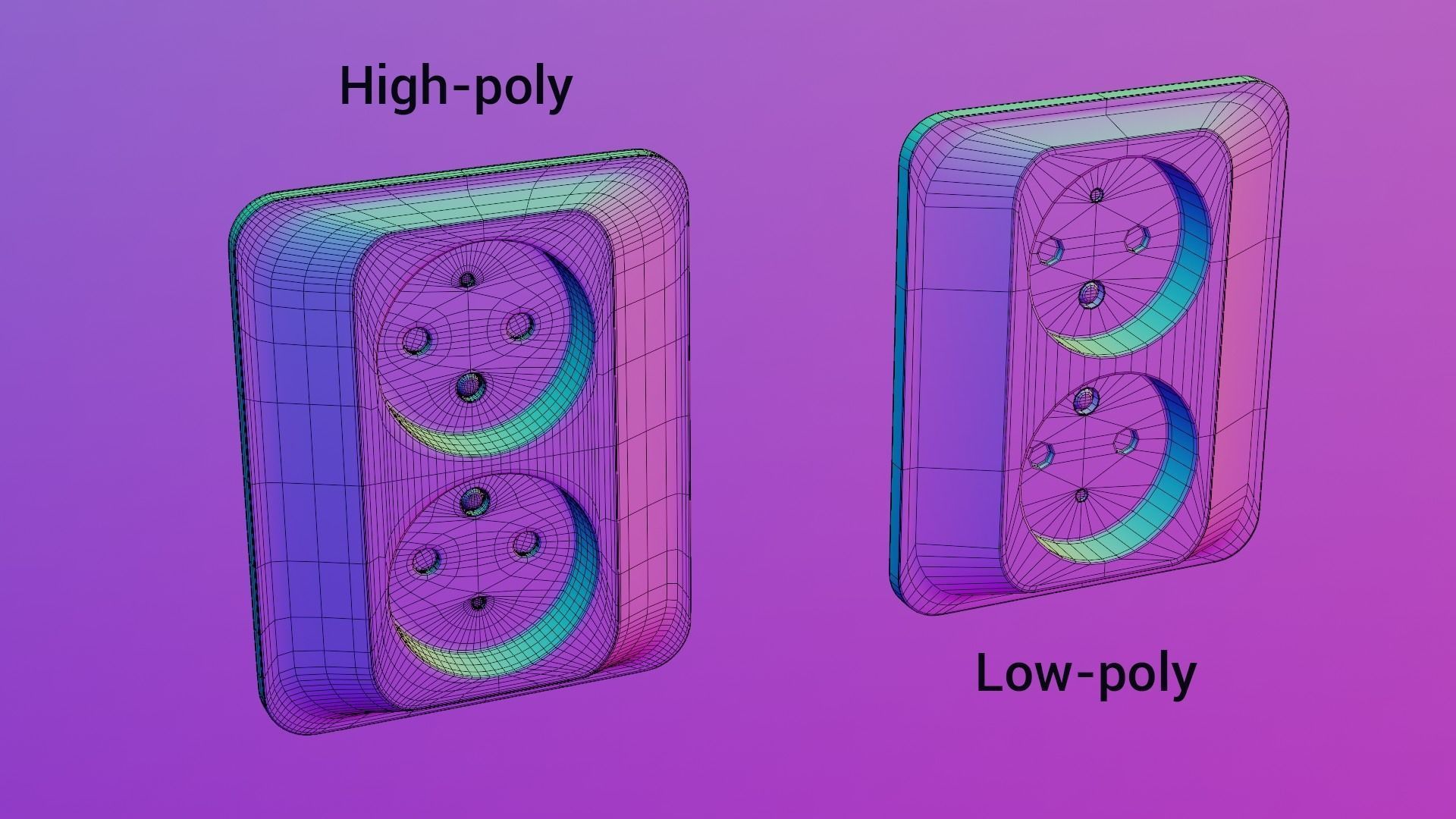 Electrical socket Low-poly 3D model_6