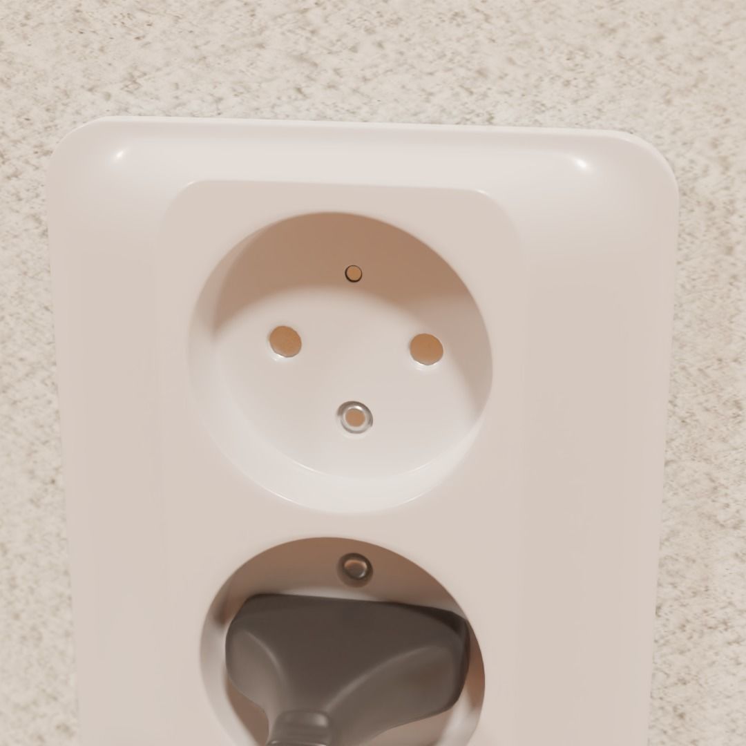 Electrical socket Low-poly 3D model_4