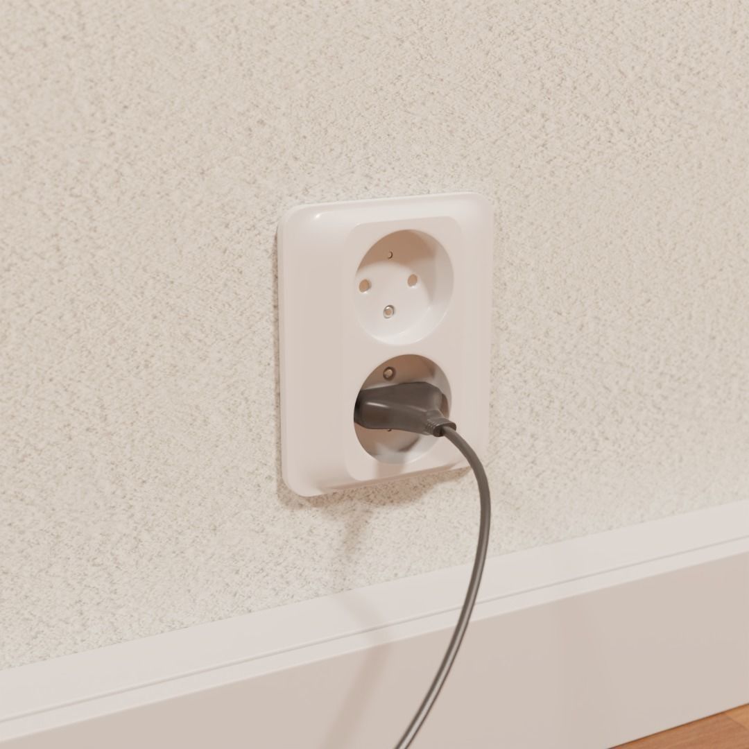 Electrical socket Low-poly 3D model_3