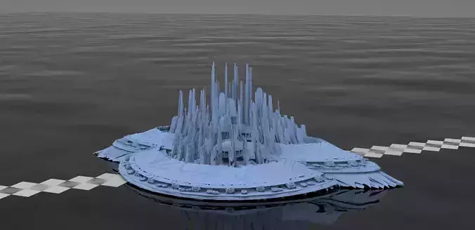 Sci fi City Dome floating island 4