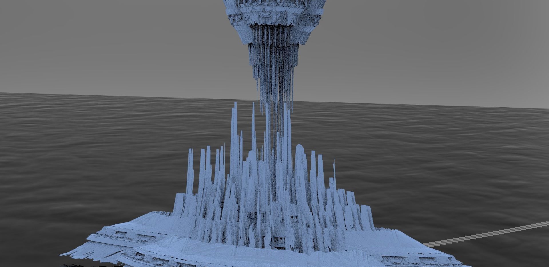 Sci fi City Dome floating island 6 3D model_1
