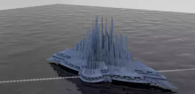 Sci fi City Dome floating island 7