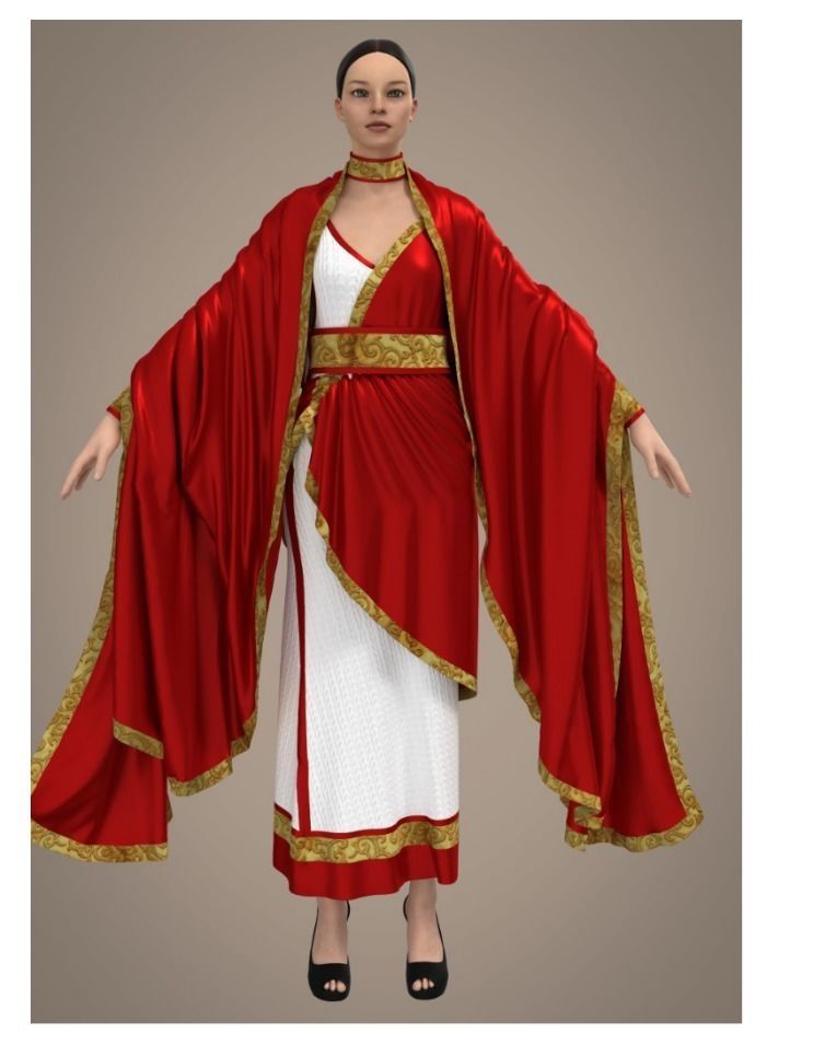 Empress woman wearing cloak Low-poly 3D model_2