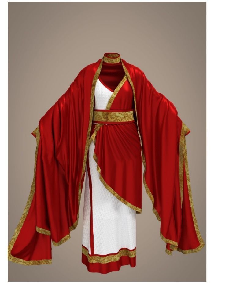 Empress woman wearing cloak Low-poly 3D model_4