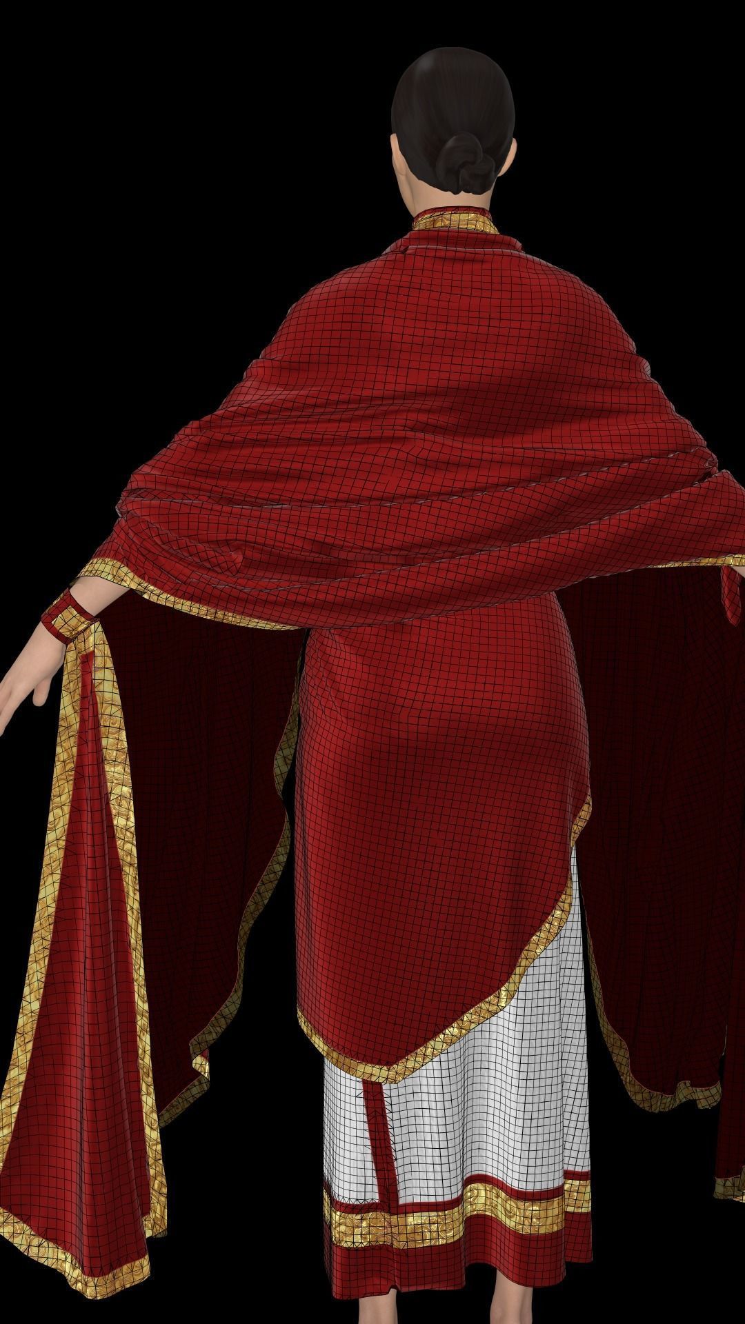 Empress woman wearing cloak Low-poly 3D model_5