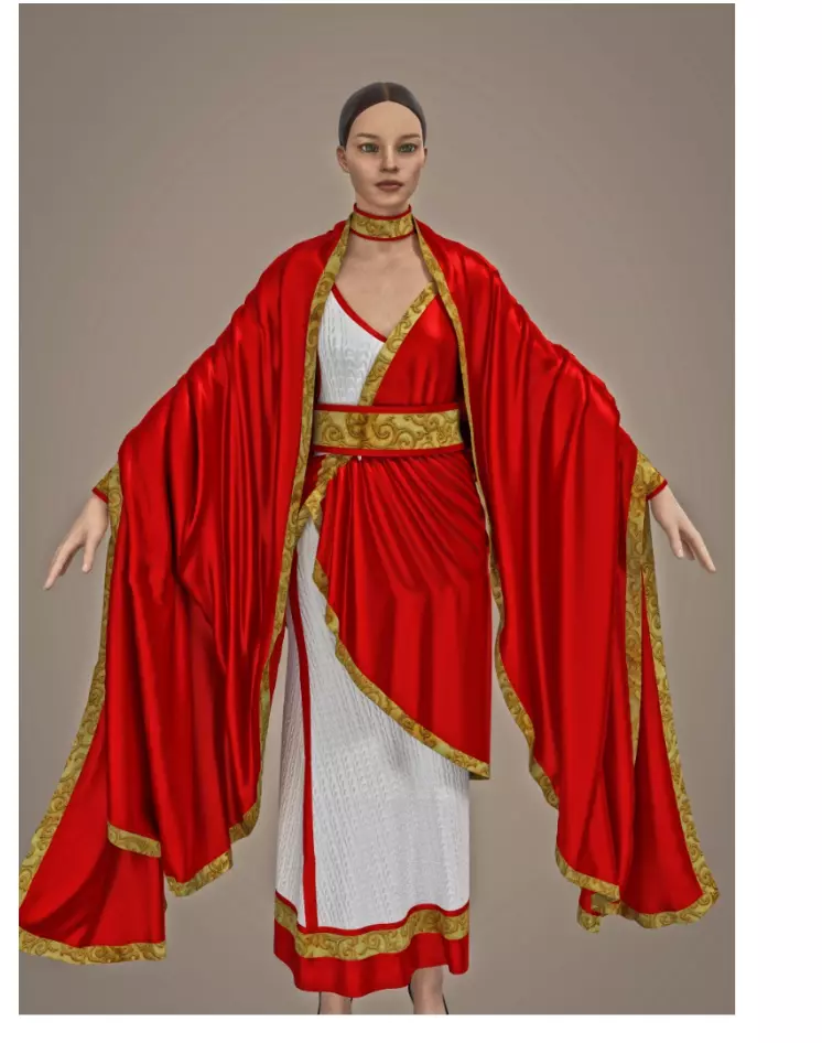 Empress woman wearing cloak Low-poly 3D model_0