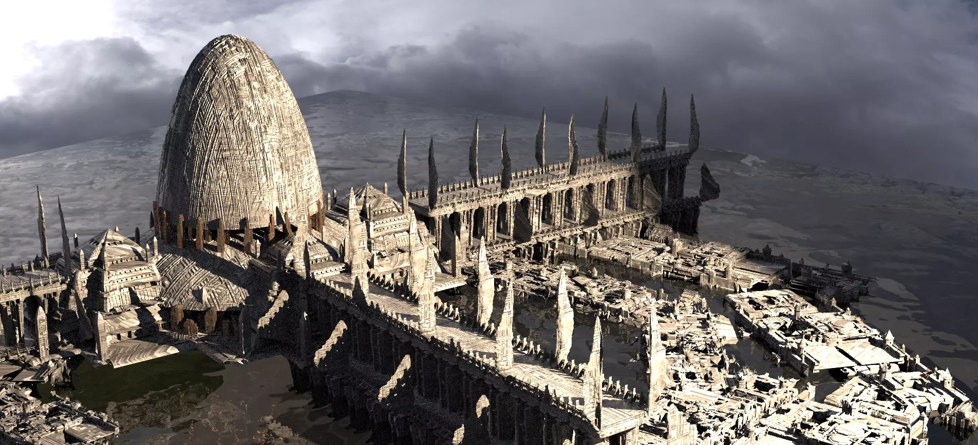 Druid City Star Wars Inspired Sith compound 3D model_0