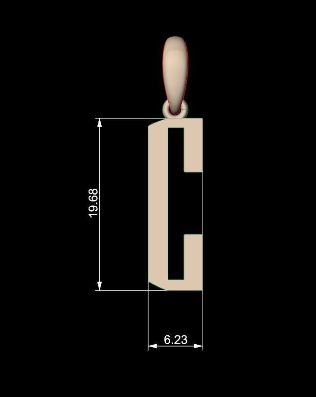 Initial Letters Pendant Eiffel Love C 3D print model_4