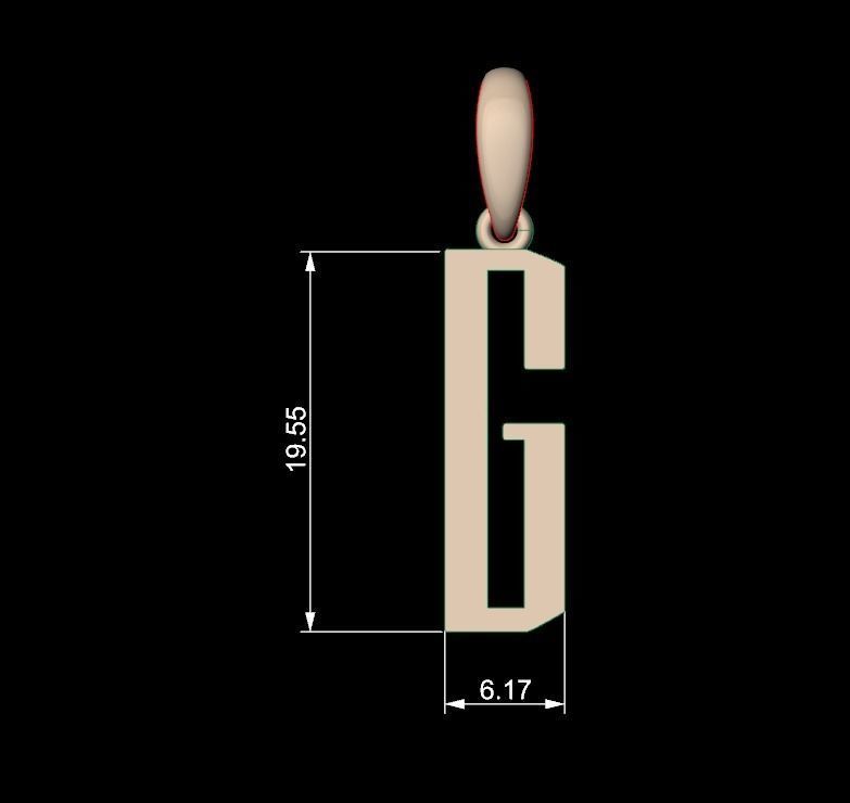 Initial Letters Pendant Eiffel Love G 3D print model_4