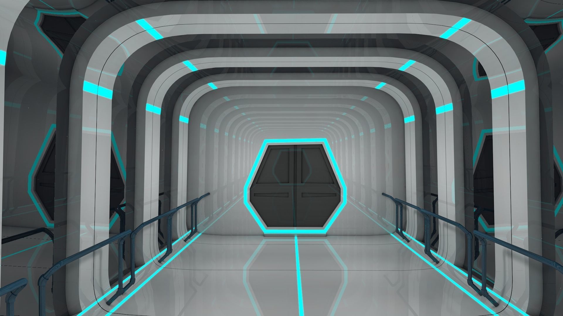 Sci Fi Corridor 3D model_1
