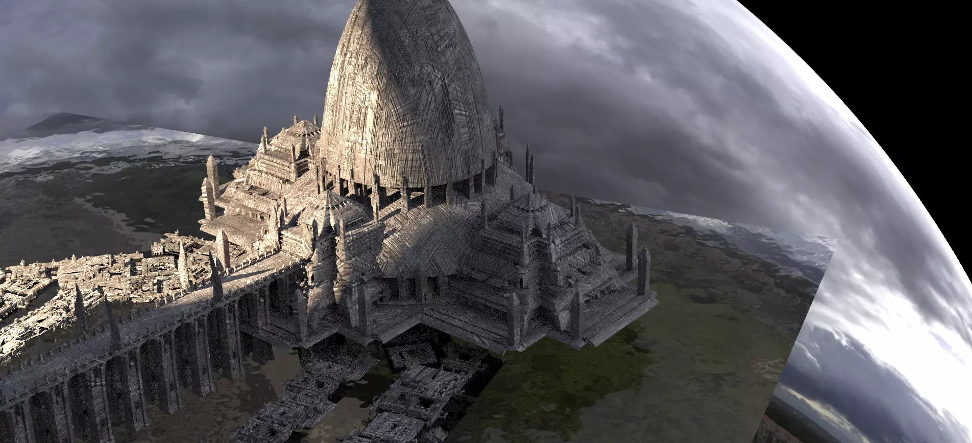 Dark Jedi Training facility kit bash 3D model_0