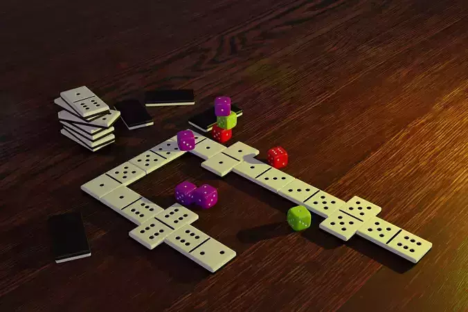 Set of game dominoes 