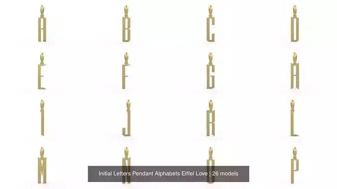 Initial Letters Pendant Alphabets Eiffel Love 3D Model Collection