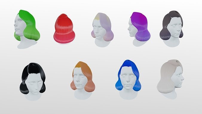 Hair shiny Low-poly 3D model