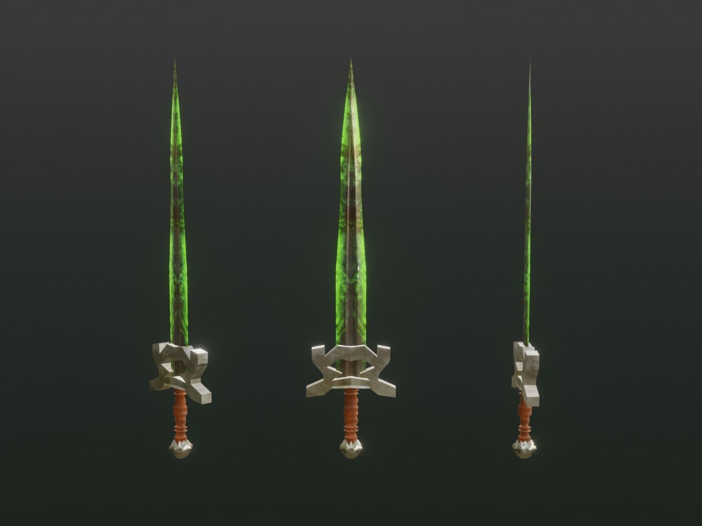 Fantasy Poison Sword - Elemental Sword Low-poly 3D model_1