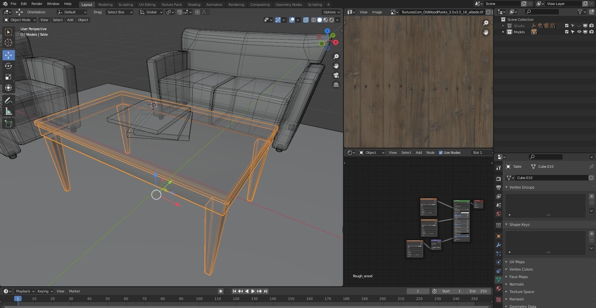 Sofa set three leather chairs and table Low-poly 3D model_17
