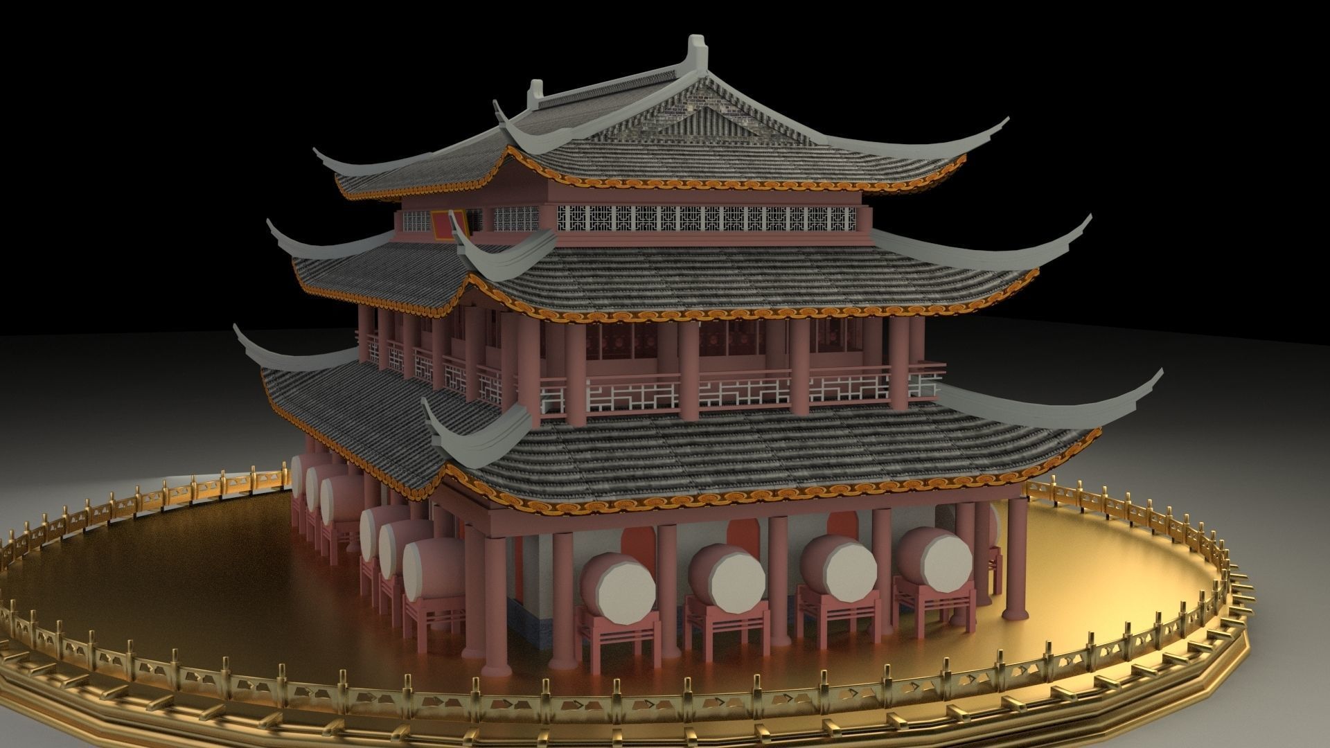 Chinese ancient house 3D model_1