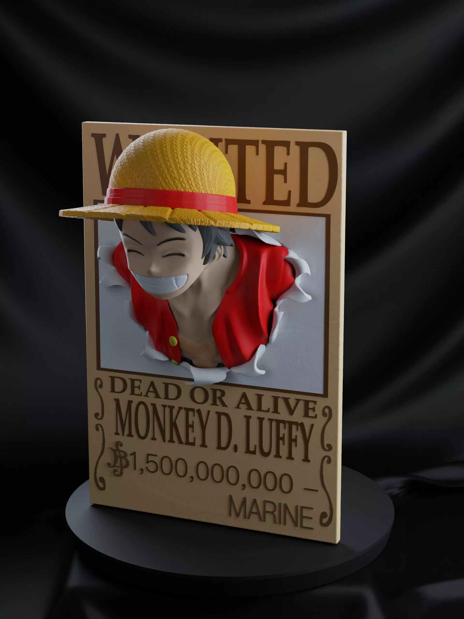 One Piece - Luffy wanted poster 3D print model_0