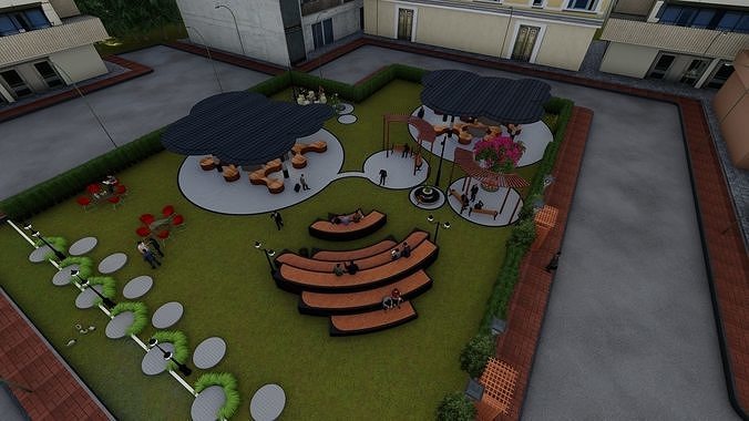 Park Backyard Design Realistic  3D model