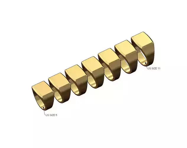 Chamfred Rounded rectangular signet ring US sizes 5to11
