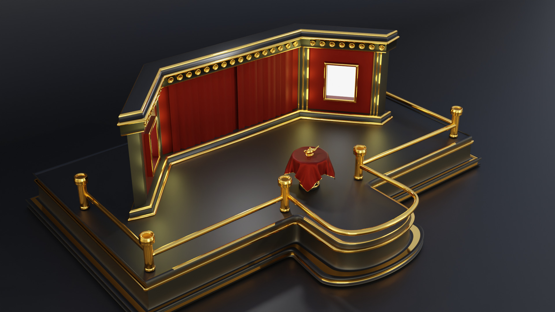 Magic Show Premium Golden Event Stage 3D Modeling 3D model_18