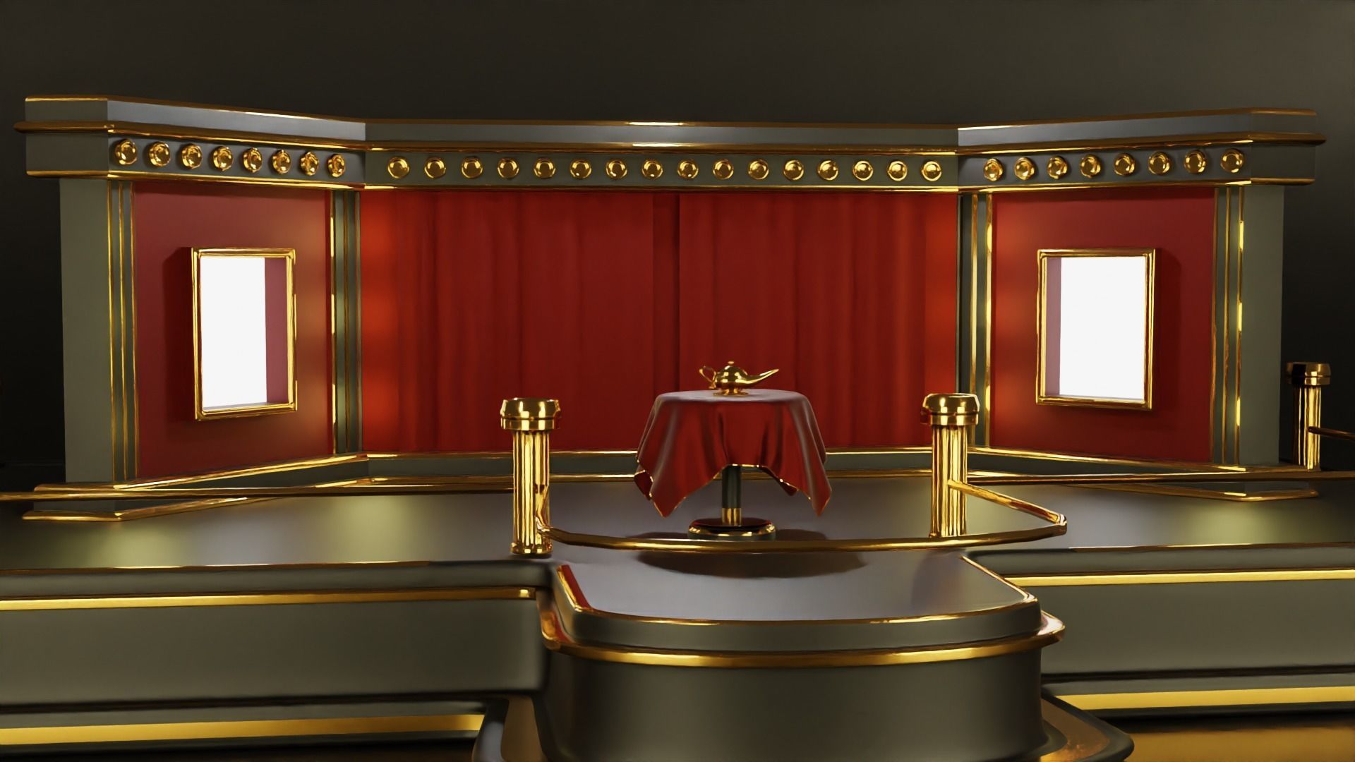 Magic Show Premium Golden Event Stage 3D Modeling 3D model_2