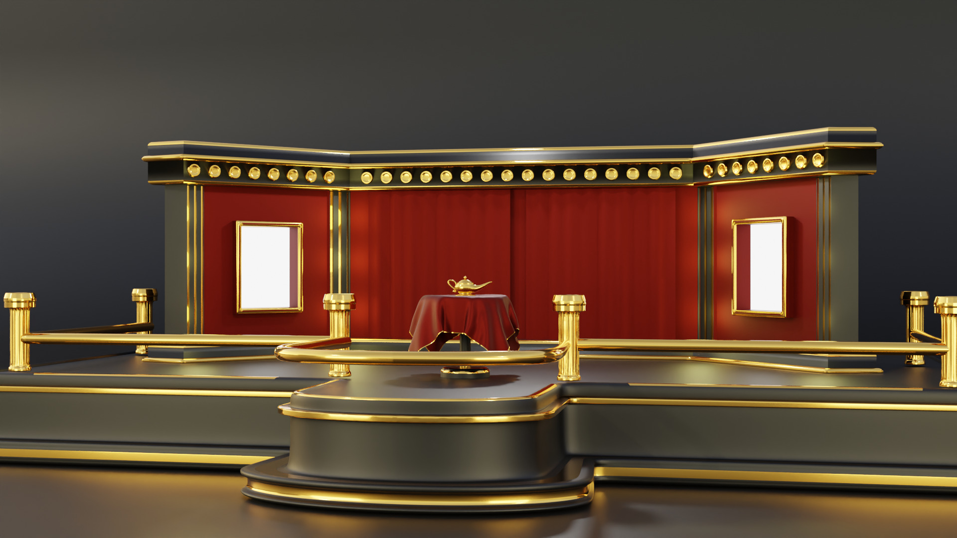 Magic Show Premium Golden Event Stage 3D Modeling 3D model_12