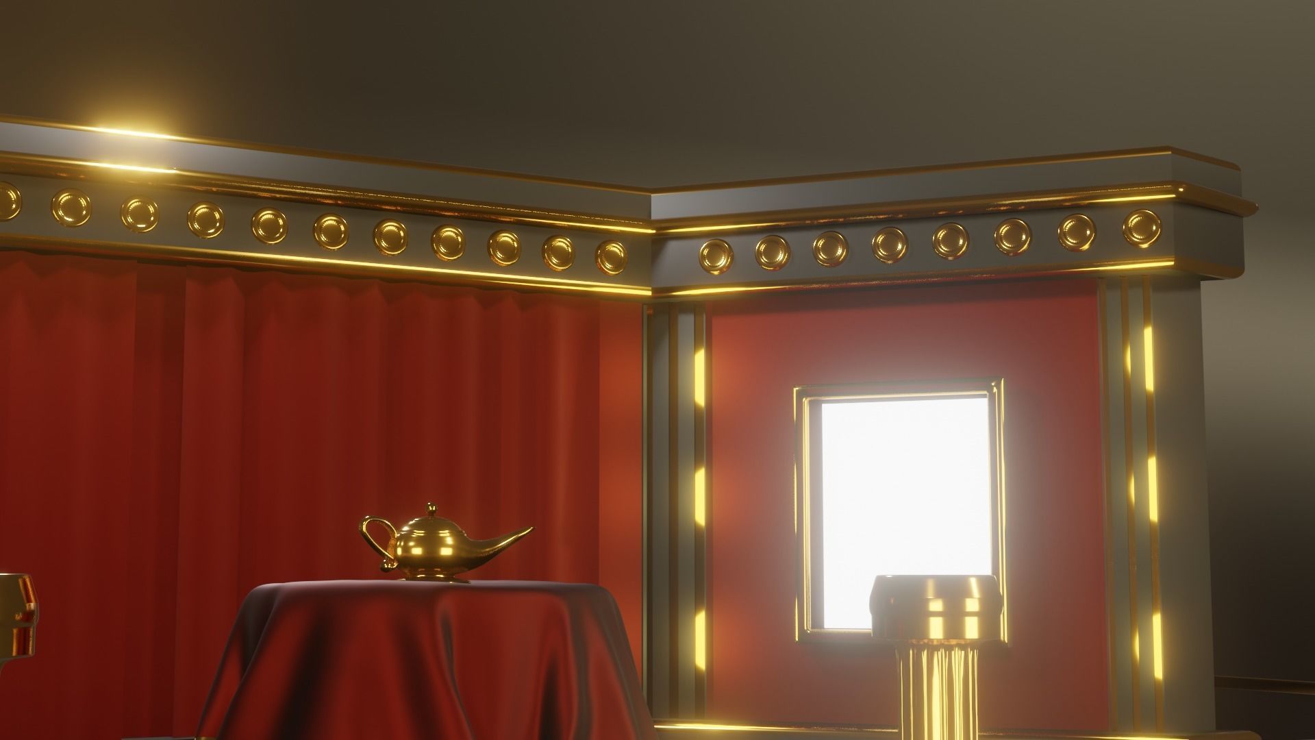 Magic Show Premium Golden Event Stage 3D Modeling 3D model_9